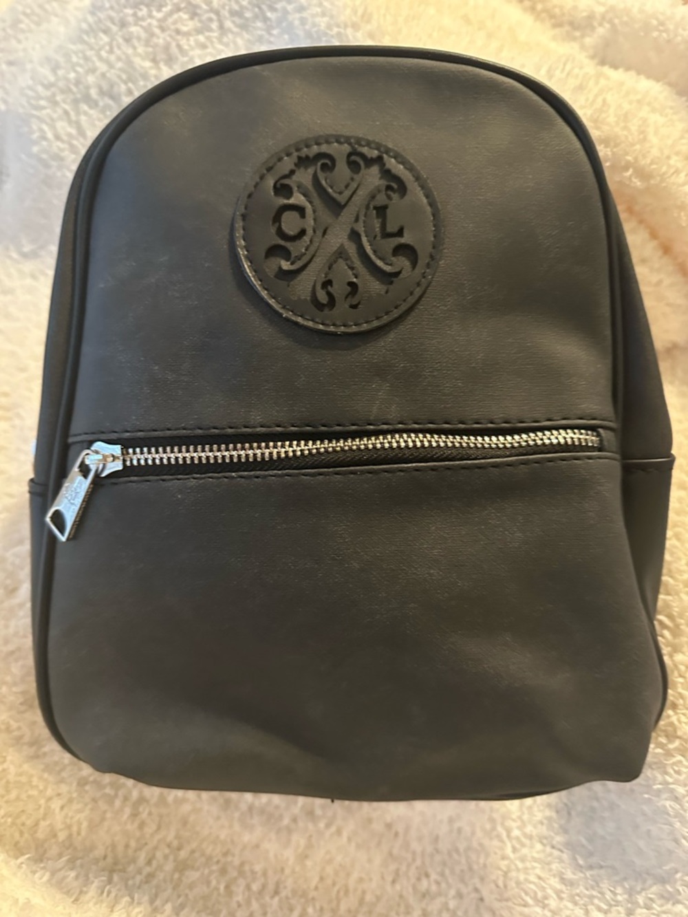 Christian Lacroix Black Mini Backpack with Embossed Logo